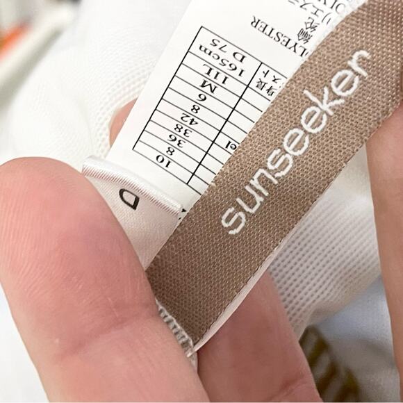 Sunseeker Striped Off White and Mustard Yellow One-Piece Swimsuit Size 6 - Picture 10 of 12